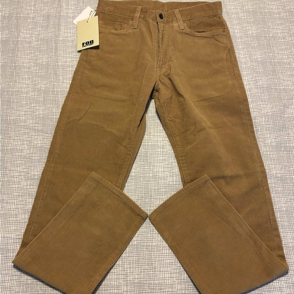 Brown Corduroy Straight-Leg Pants